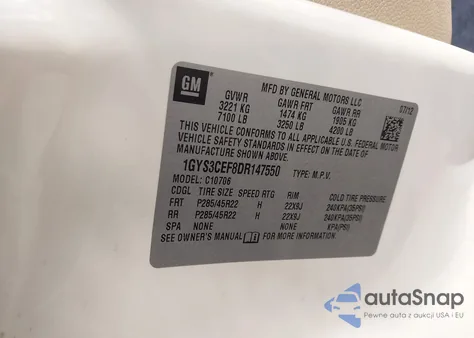 2013 Cadillac Escalade Premium z USA, uszkodzony, nr VIN 1GYS3CEF8DR147550